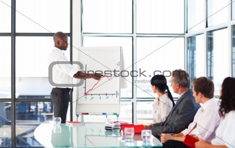 Young businessman giving a presentation