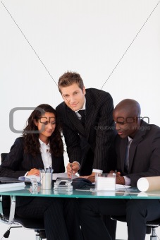 Business team talking to each other in a meeting