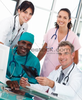 Group of doctors talking in an office