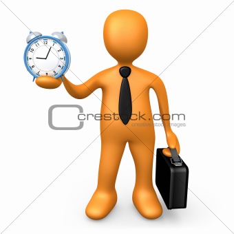 Businessman Holding A Clock