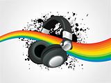 abstract  headphone with rainbow illusttration