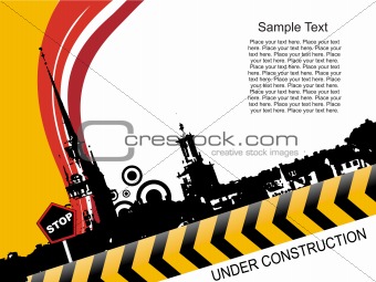 striped line with black retro building background