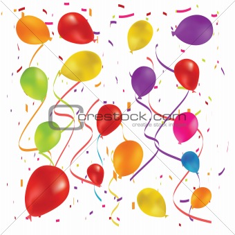 Beautiful color balloon in the air. Vector