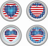 USA Buttons Heart