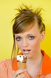 girl eats ice cream