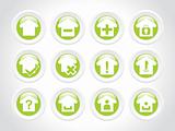 roundede business icons for internet green