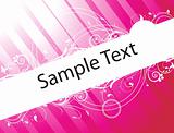 sample text on red and pink gradient background with floral elements