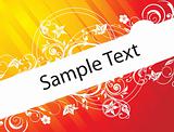 sample text on red and yellow gradient background with floral elements