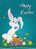 bunnies and easter eggs in the basket, wallpaper