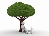 ecology: man sitting under the tree