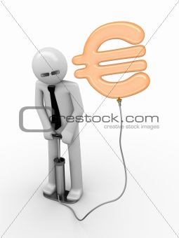 illusion of a euro: man pumping a euro sign