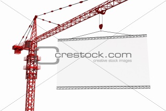 Tower crane with empty sign