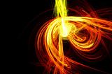 Trendy abstract design with yellow and orange light waves