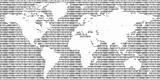 Binary code and world map