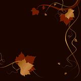 Abstract dark background with red golden foliage and swirls