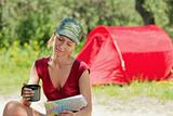 woman camping