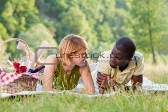 couple picnicking in park