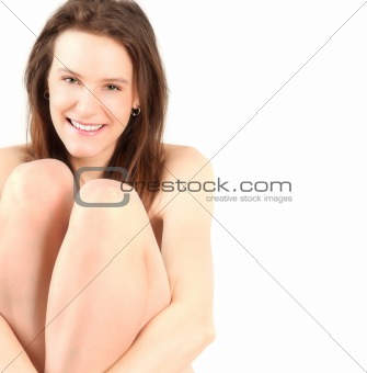 Naked girl smiling