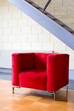 Red armchair and stairs