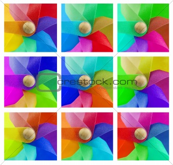set of coloured windmills