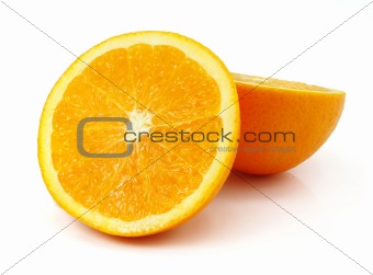 fresh orange fruit cut isolated on white