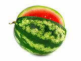ripe fruit water-melon with cut is isolated