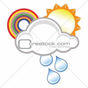 raincloud, sun and rainbow