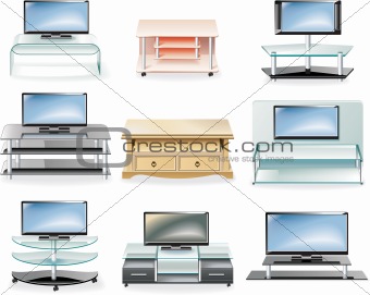 Vector furniture icon set. Tv Stands