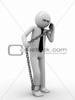 Hot phone line! Man chained with mobile phone 1