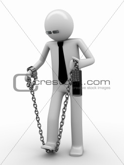 Trying to break phone addiction! Man chained with mobile phone 4