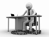 Man chained with office table (workplace) 3