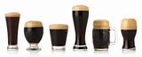 Differentglasses of stout beer