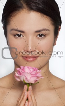 Japanese Woman WIth Pink A Rose