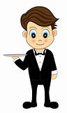 Cute Waiter With A Tray