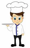 Cute Cartoon  Chef with a tray