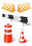 working objects for road repair or construction