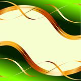 Green background with gold ribbons
