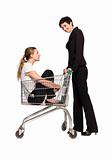 Two women and a shopping cart