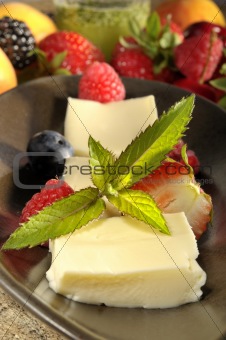 Dessert with fruits and peppermint