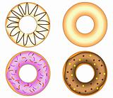 Four Doughnuts with colorful glazing