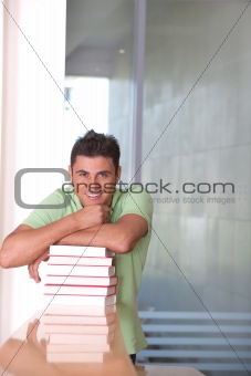 Male Student in library