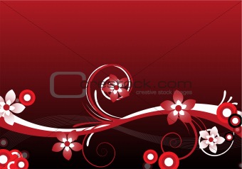 red floral design