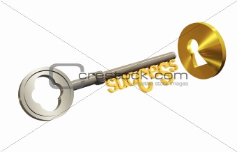 Success key and a keyhole