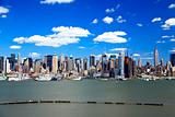 The Mid-town Manhattan Skyline on a sunny day