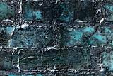 Abstract grunge blue wall made of bricks. Textured background.