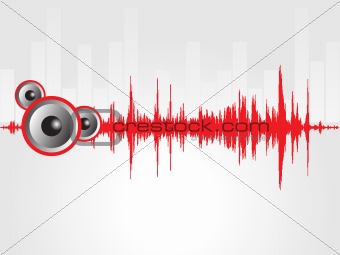 speaker and red graph isolated on gray, wallpaper