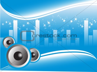 speaker with musical graph concept blue, vector wallpaper
