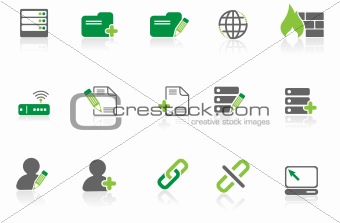 Database and Network icons green