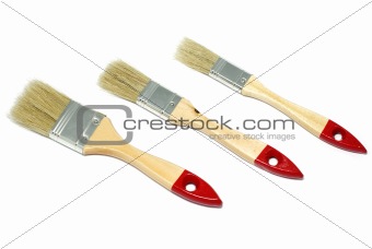 Three different brushes isolated on white background.