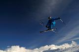 Extreme skier jumping.